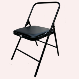 The-Yogis-Iyengar-Yoga-Chair-Black-Colour-Fabric-Heavy-With-Leather -cuhion-Seat-